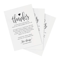 Wedding Thank You Place Setting Cards