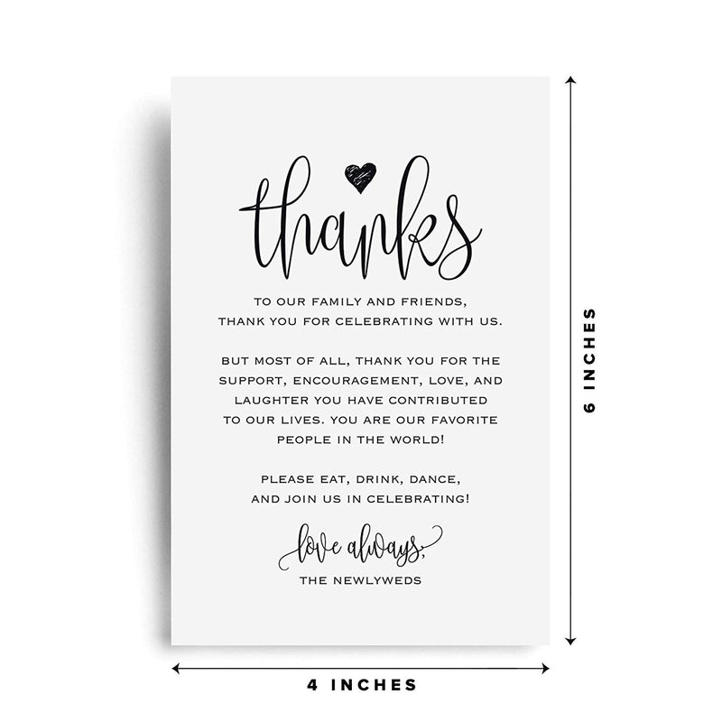 Wedding Thank You Place Setting Cards