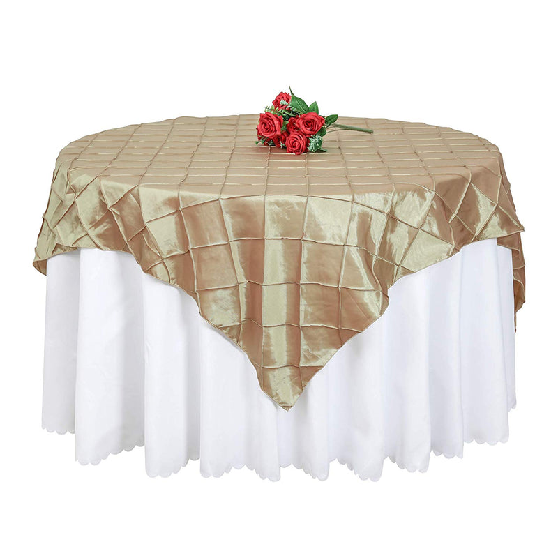 Champagne Square Pintuck Taffeta Tablecloth