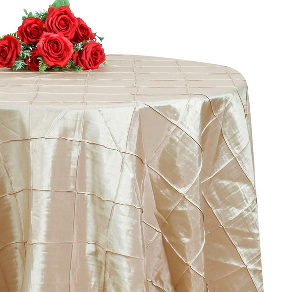 Champagne Square Pintuck Taffeta Tablecloth