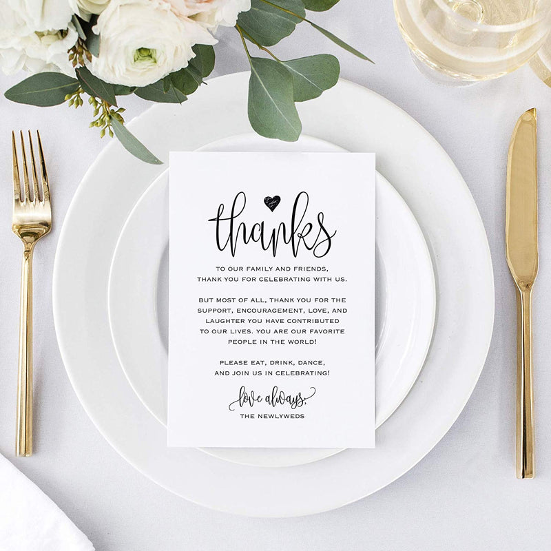 Wedding Thank You Place Setting Cards